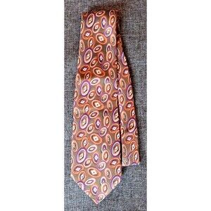 Tie 70s 80s 90 Y2K Christopher Hayes Silk Toupe Copper Purple 3.75 Wide 54 Long